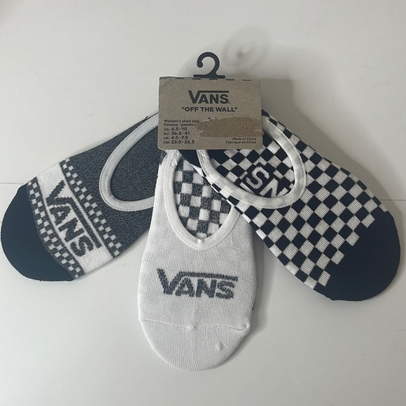 Vans Accessories - Vans 3-pk No Show Socks. Black and White Checkerboard Size 6.5-10